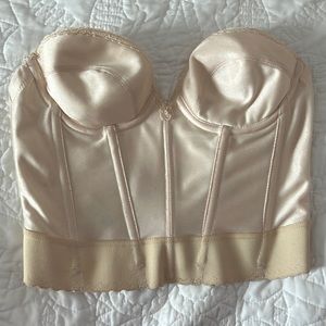 VINTAGE Tan Beige Strapless Boned Corset Bustier Bra